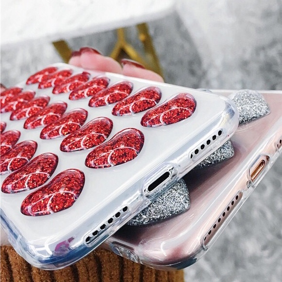 LAST ONE! NEW iPhone 7/8 Glitter Heart Grip Case - Picture 3 of 3
